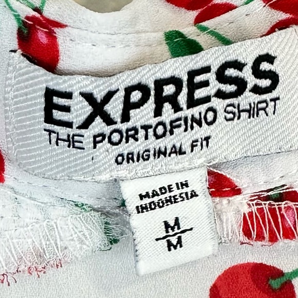 Express Portofino Shirt Original Fit Cherry Print Top Size M - Picture 6 of 7